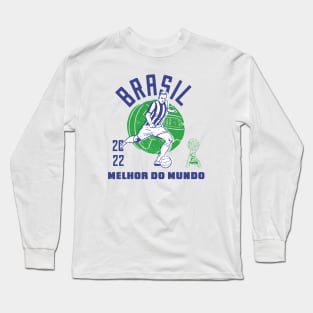 Vintage Brazil Football // Retro Brazilian Soccer Player Long Sleeve T-Shirt